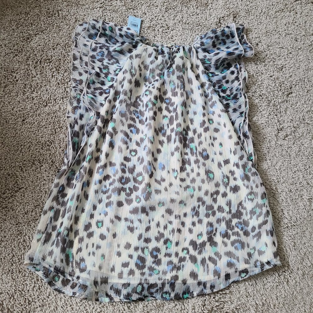 Metallic Ruffle Leopard Print Blouse - Picture 8 of 14